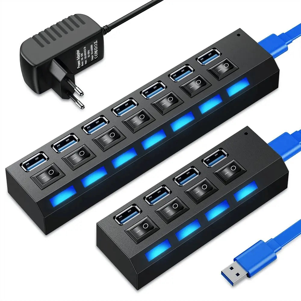 Hub USB Hub 3.0 Multi USB Splitter 4/7 Port Multiple Expander - Sacodise shop