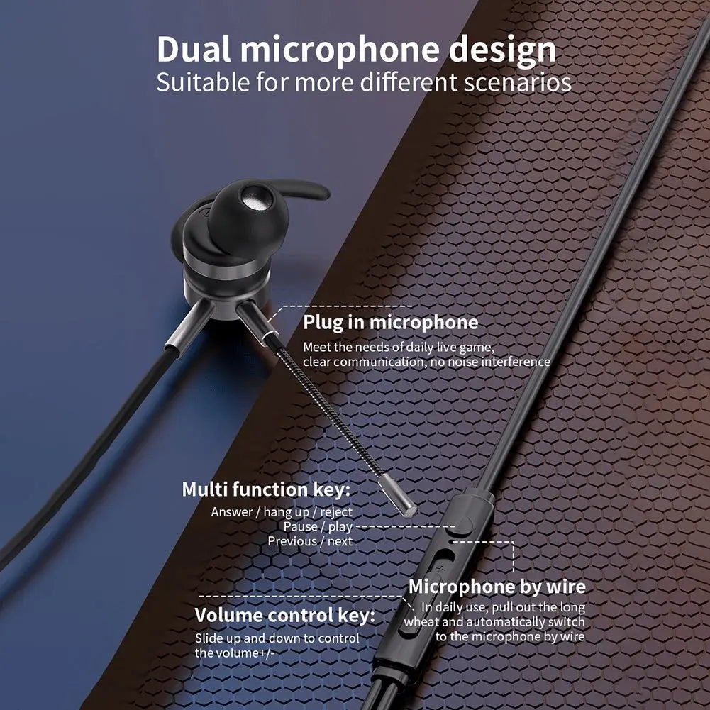 In-Ear Bass Metal Wired Gaming Earphones with Mic - Sacodise shop