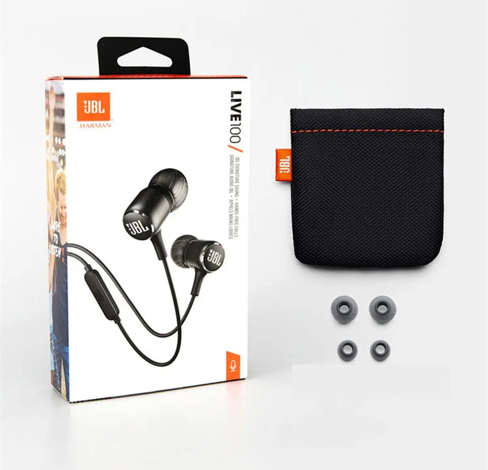 JBL LIVE100 3.5mm Wired Earphones Stereo Sound Line Control - Sacodise shop