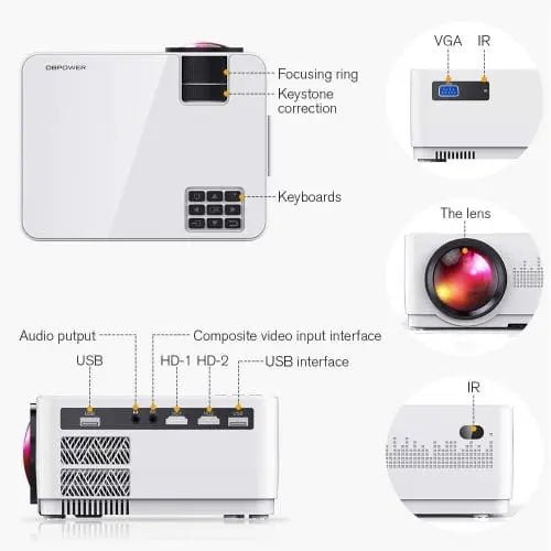 LCD Video Projector with Carrying Case HD Projector Mini Projector - Sacodise shop