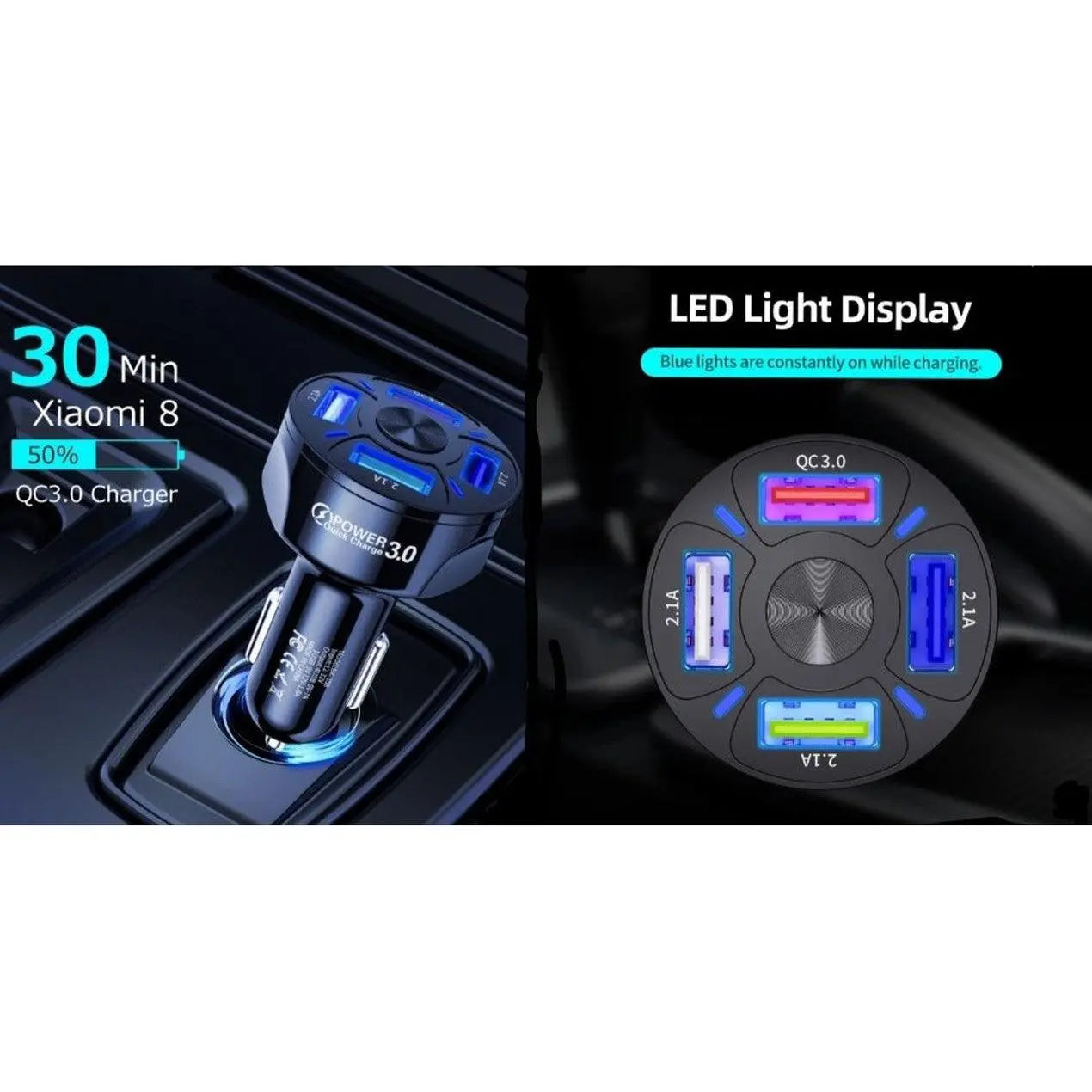 LED Fast Car Charger with USB C Android Cable Combo - Sacodise shop