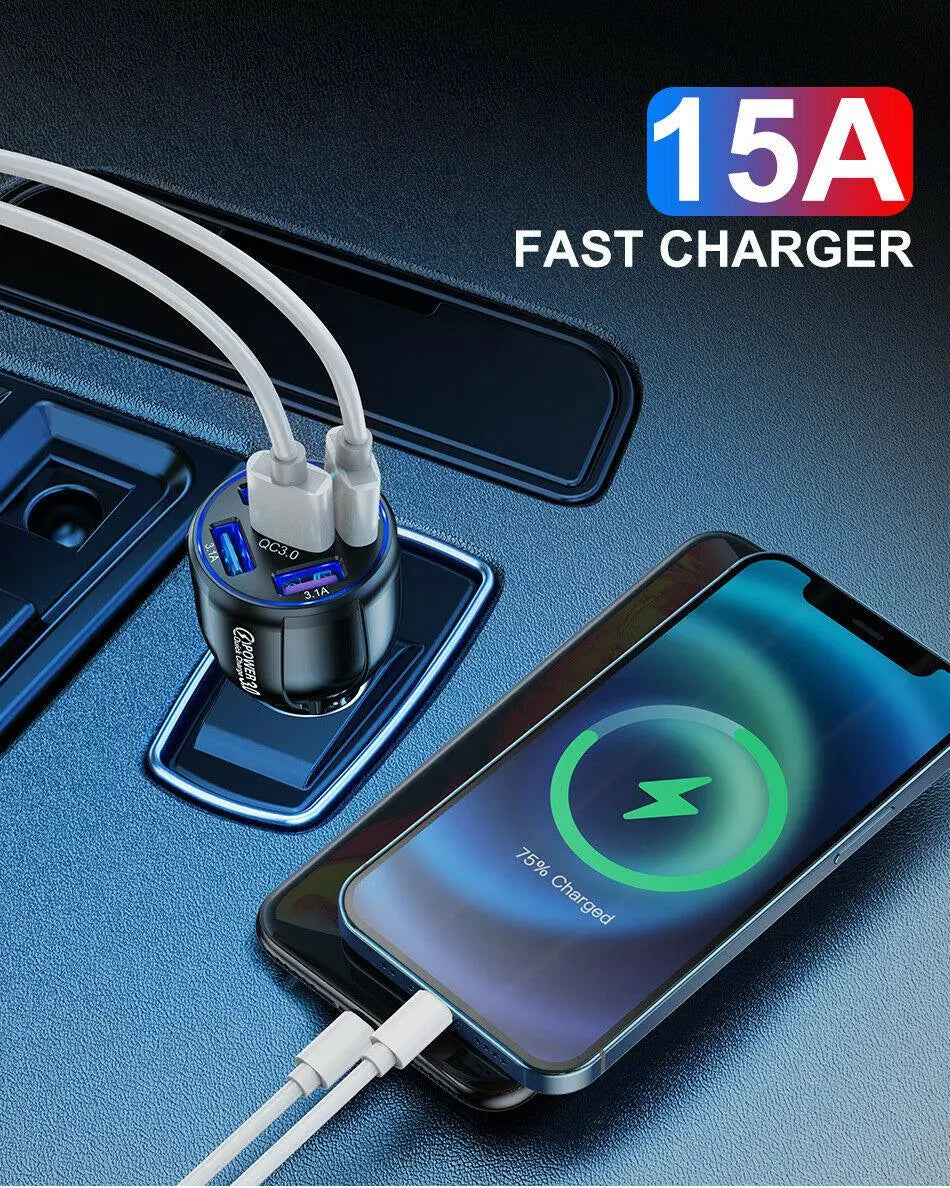 LED Fast Car Charger with USB C Android Cable Combo - Sacodise shop