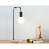 Modern Black Table Lamp Desk Light Timber Base Bedside Bedroom - Sacodise shop