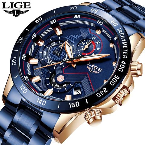 New Fashion Mens Watches with Stainless Steel Top Brand Luxury Sports Chronograph Quartz Watch Men Relogio Masculino - Sacodise shop