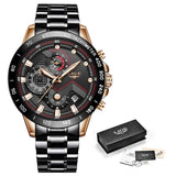 New Fashion Mens Watches with Stainless Steel Top Brand Luxury Sports Chronograph Quartz Watch Men Relogio Masculino - Sacodise shop