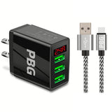 PBG 3 port LED Display Wall Charger and XL10FT Charger Compatible for - Sacodise shop