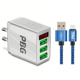 PBG 3 port LED Display Wall Charger and XL10FT Charger Compatible for