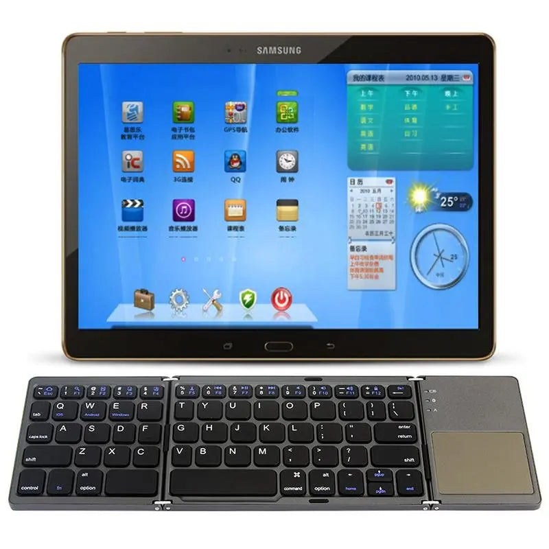 Portable Triple Folding Bluetooth Keyboard Wireless Mini Foldable - Sacodise shop