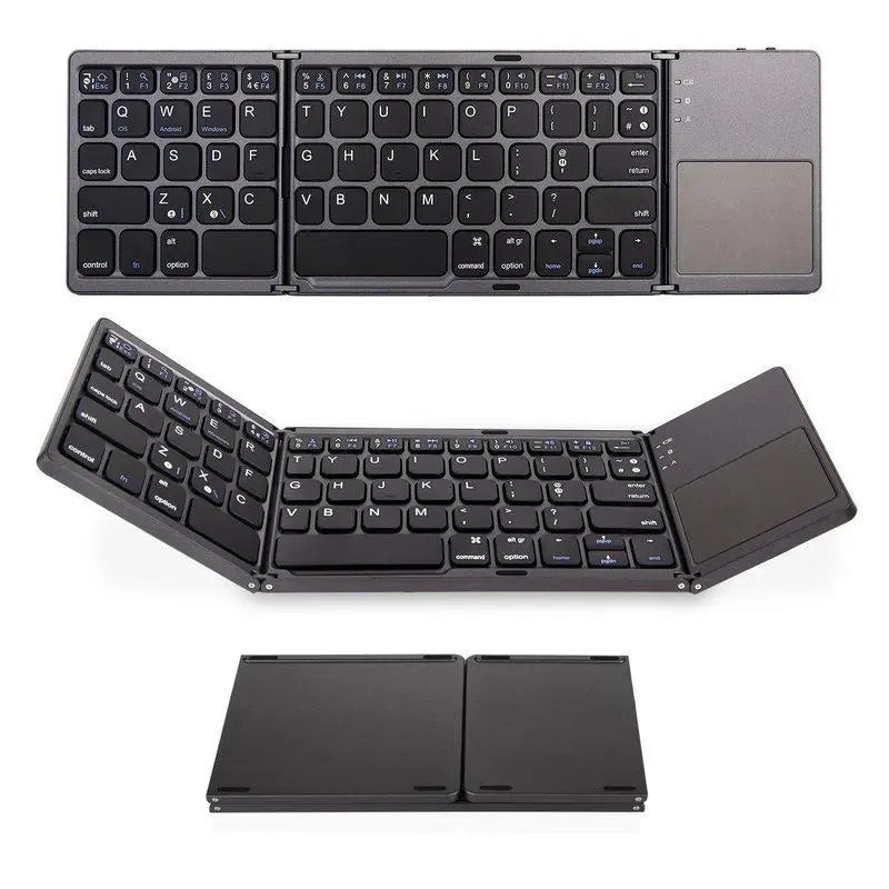 Portable Triple Folding Bluetooth Keyboard Wireless Mini Foldable - Sacodise shop