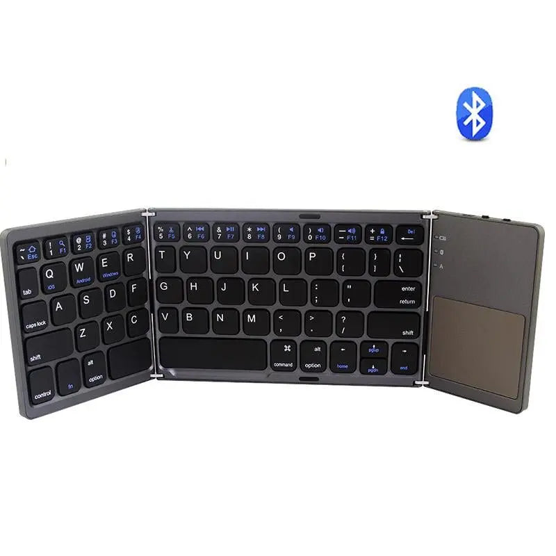 Portable Triple Folding Bluetooth Keyboard Wireless Mini Foldable - Sacodise shop