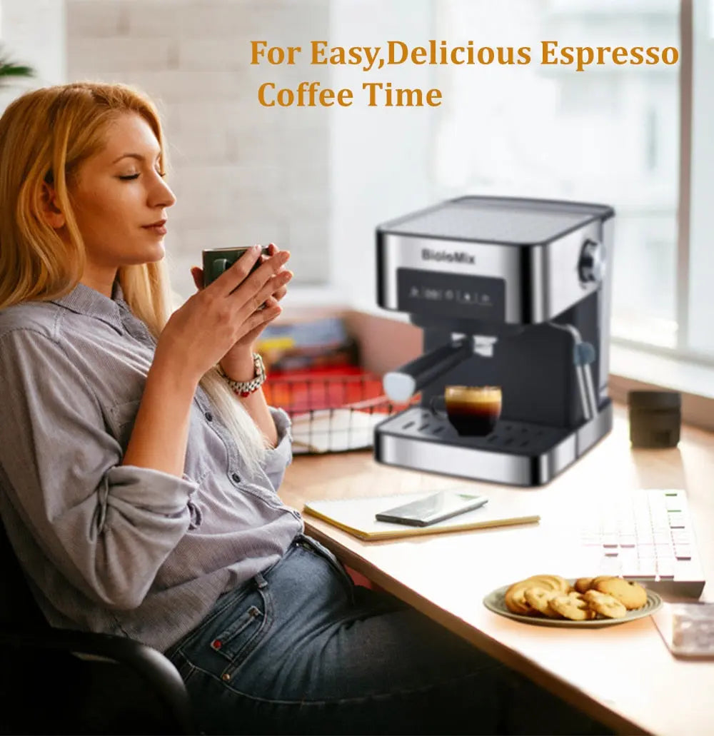 20 Bar Italian Type Espresso Coffee Maker Machine with Milk Frother - Sacodise shop