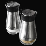 Salt and Pepper Shakers Stainless Steel Glass Set BPA Free, 4oz - Sacodise.shop.com