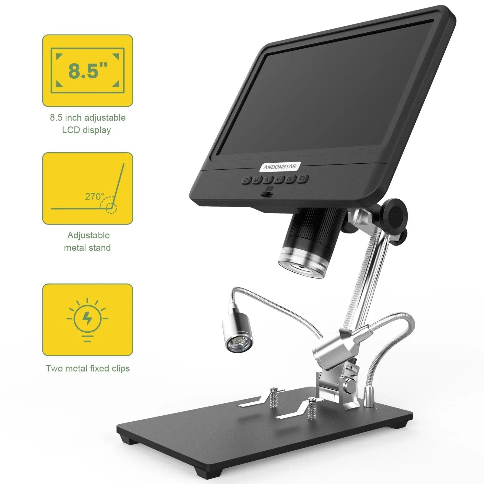 Andonstar AD208S 8.5 Inch LCD 5X-1200X Digital Microscope 1280*800 - Sacodise shop