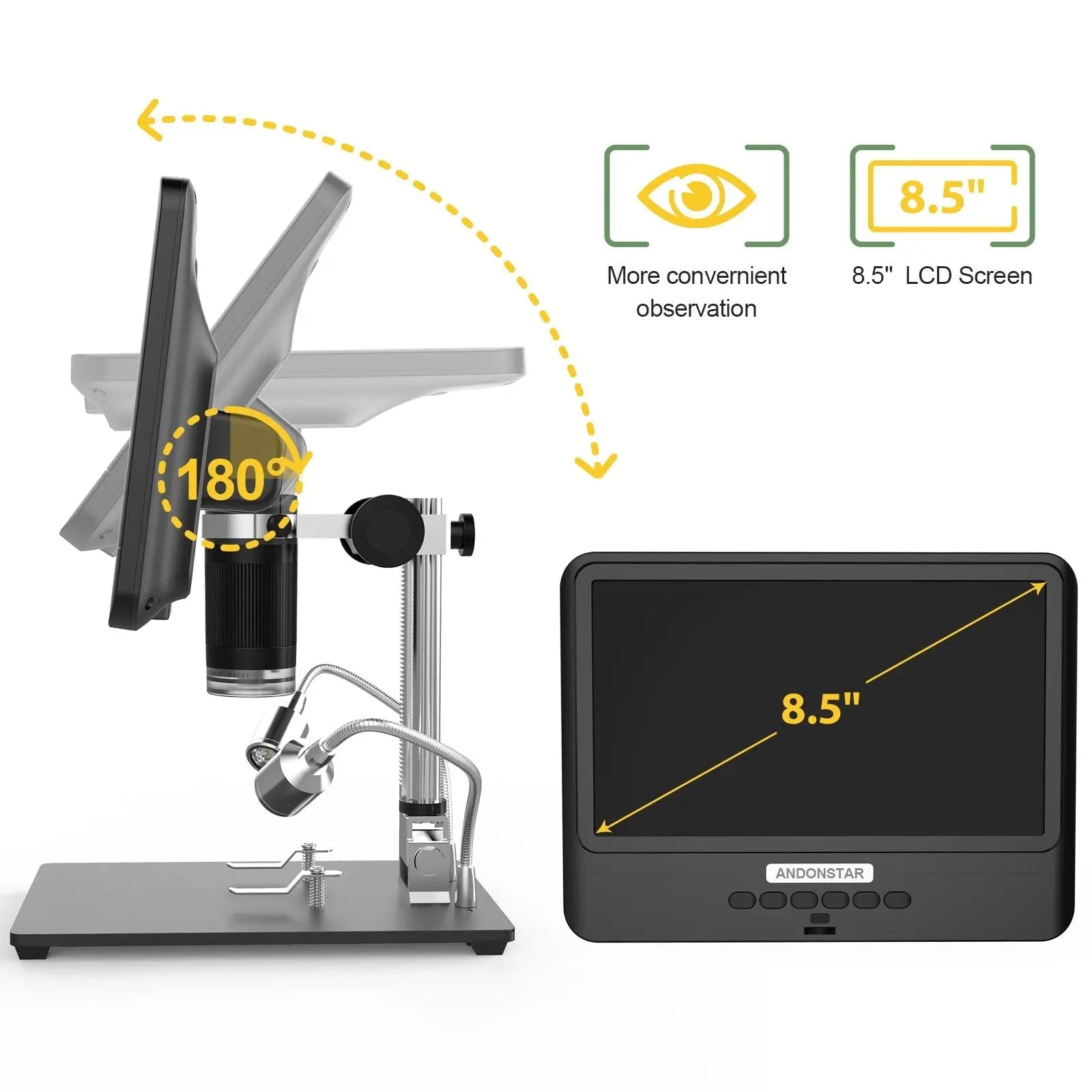 Andonstar AD208S 8.5 Inch LCD 5X-1200X Digital Microscope 1280*800 - Sacodise shop