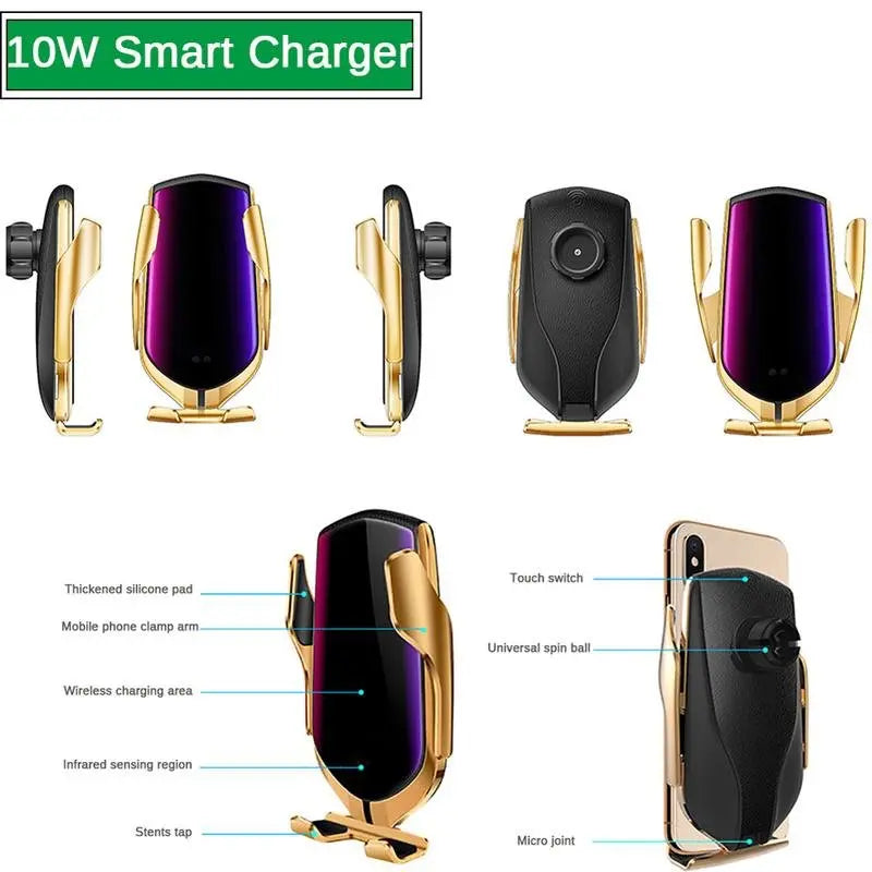 R1 Automatic Clamping 10W Car Wireless Charger For iPhone Xs Huawei LG - Sacodise shop