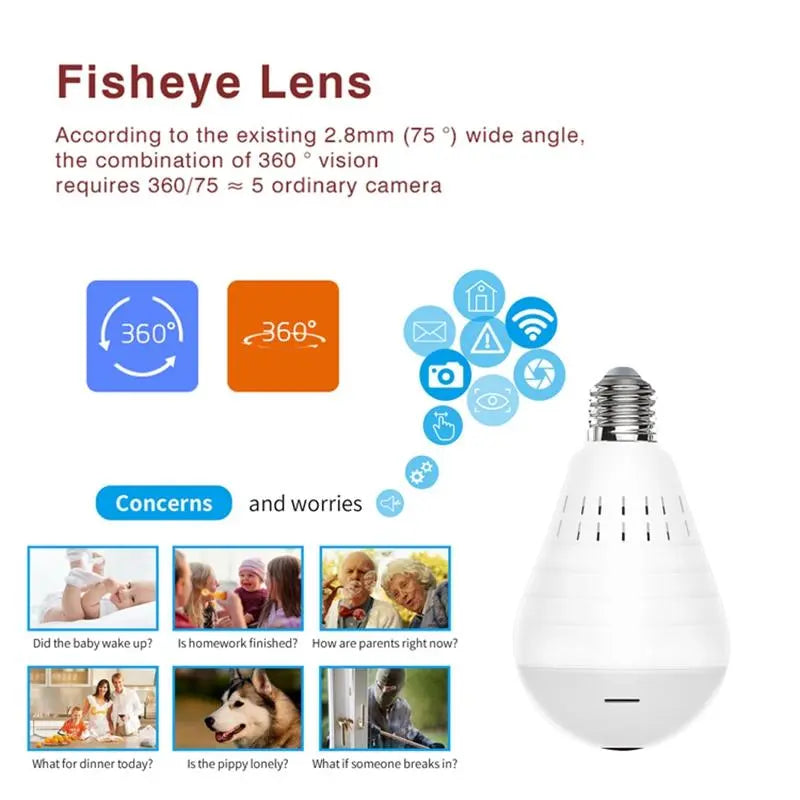 Wireless Panoramic VR bulb Camera HD WIFI Bulb Light IP Camera FishEye Product vendor