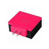 REIKO 4 AMP FOUR PORTS PORTABLE TRAVEL STATION CHARGER IN HOT PINK - Sacodise shop