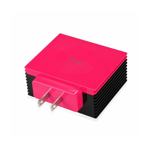 REIKO 4 AMP FOUR PORTS PORTABLE TRAVEL STATION CHARGER IN HOT PINK - Sacodise shop