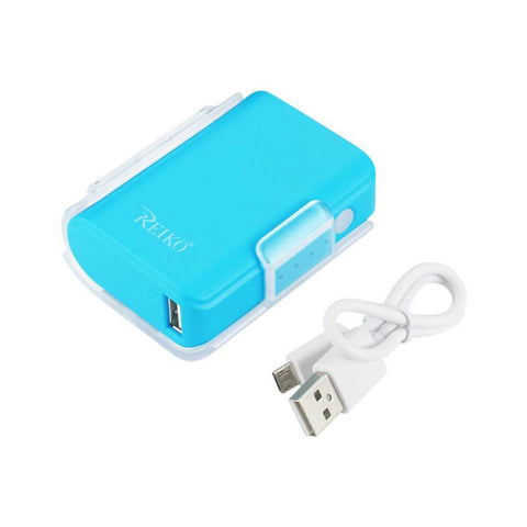 REIKO 4000MAH UNIVERSAL POWER BANK WITH CABLE IN BLUE PB4000-BL - Sacodise shop