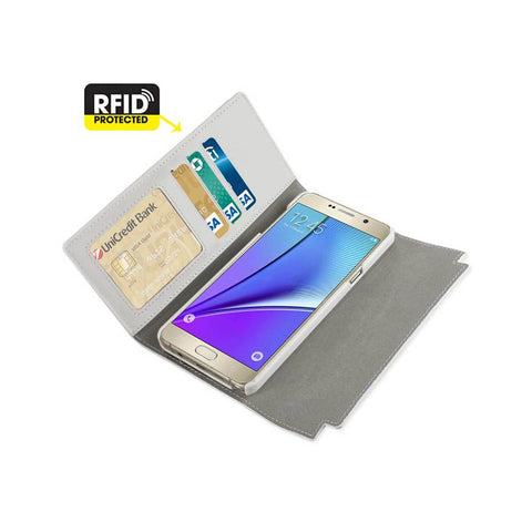 REIKO SAMSUNG GALAXY NOTE 5 GENUINE LEATHER RFID WALLET CASE AND METAL - Sacodise shop