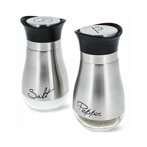 Salt and Pepper Shakers Stainless Steel Glass Set BPA Free, 4oz - Sacodise shop