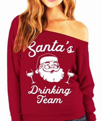 SANTA'S DRINKING TEAM Christmas Slouchy Sweatshirt - Sacodise shop