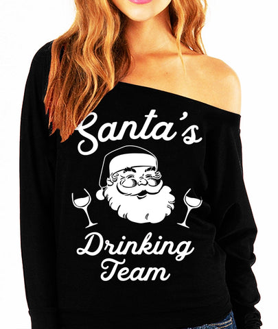 SANTA'S DRINKING TEAM Christmas Slouchy Sweatshirt - Sacodise shop