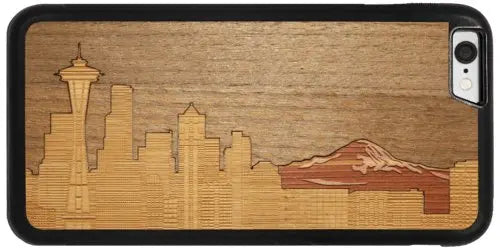 Slim Wooden Phone Case (Seattle Skyline Traveler Inlay with Cedar, - Sacodise shop