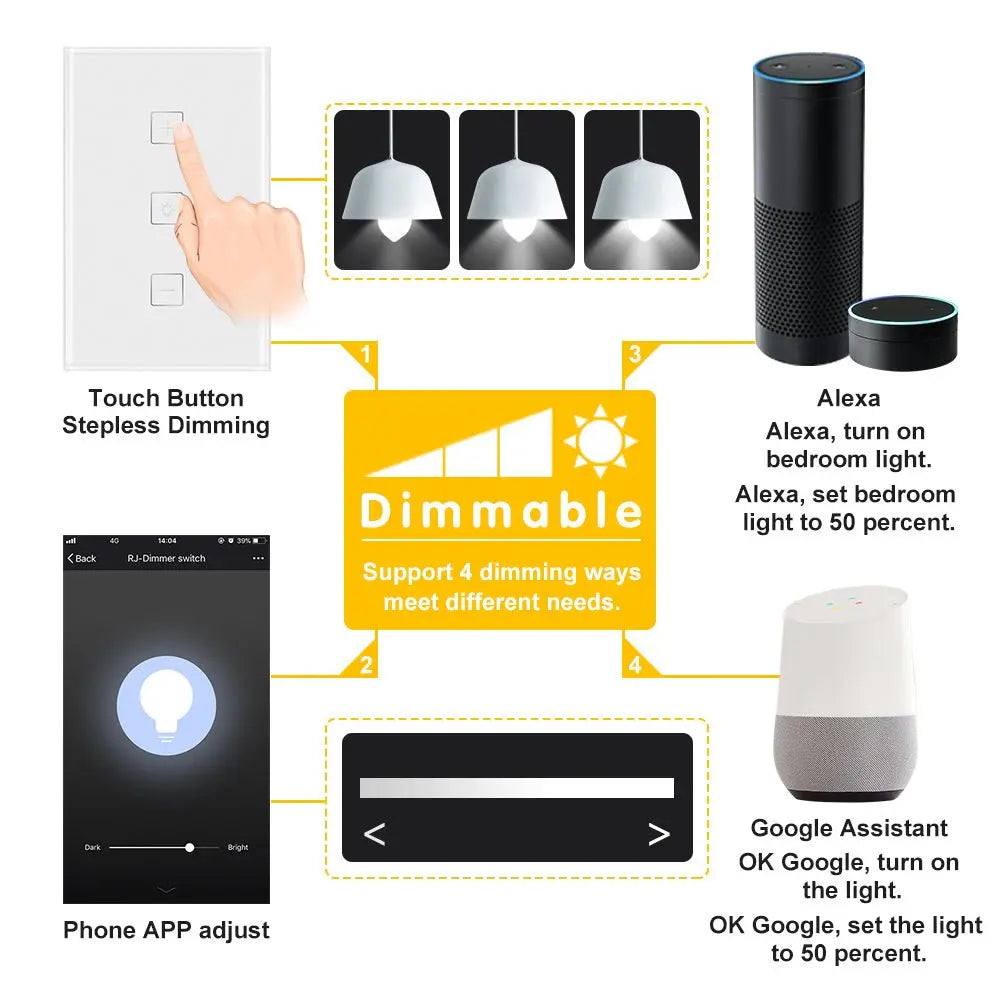 Smart Light Dimmer Touch Control WiFi Switch - Sacodise shop