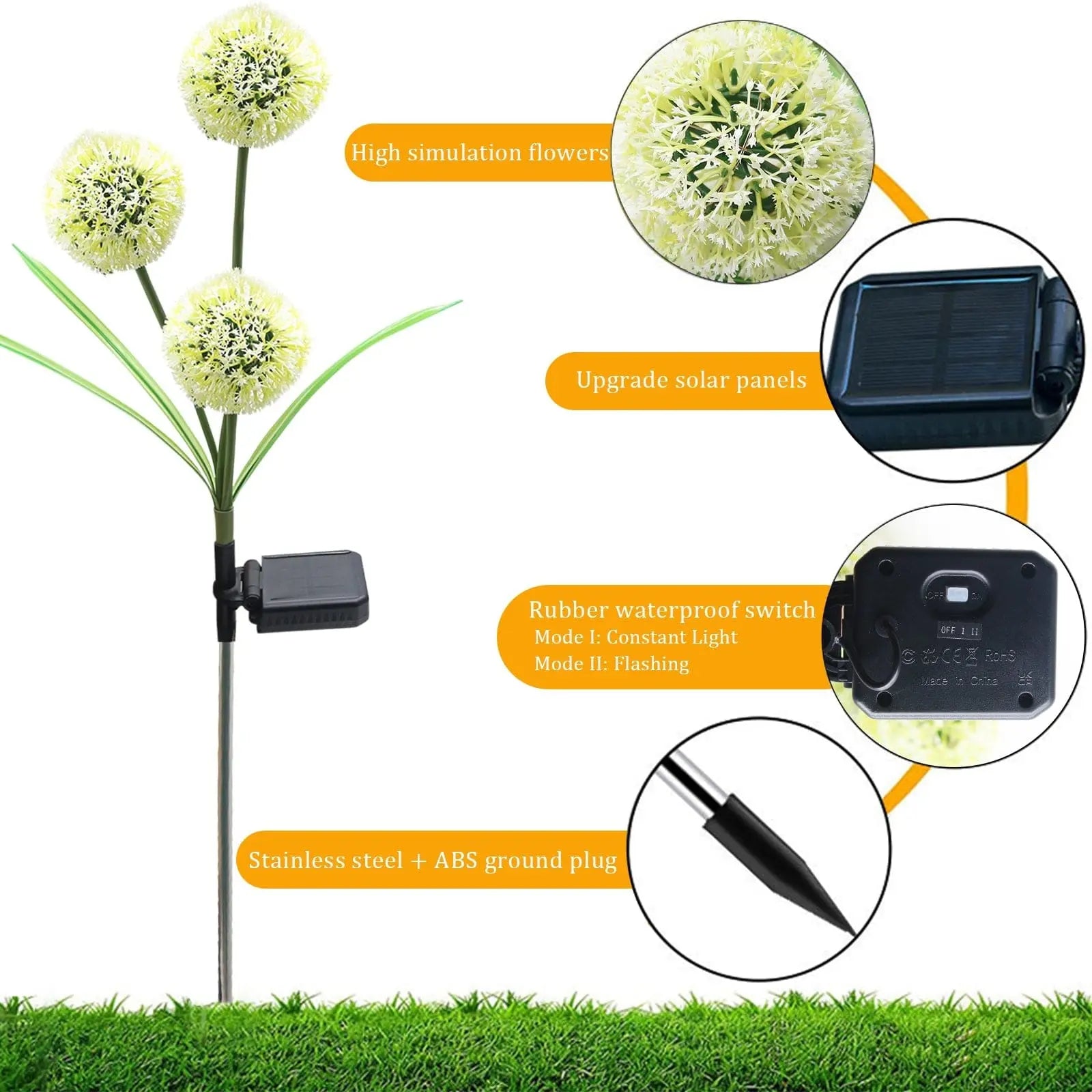 Solar Lights Outdoor Decorative 3 Heads Solar Dandelion Garden Lights - Sacodise shop