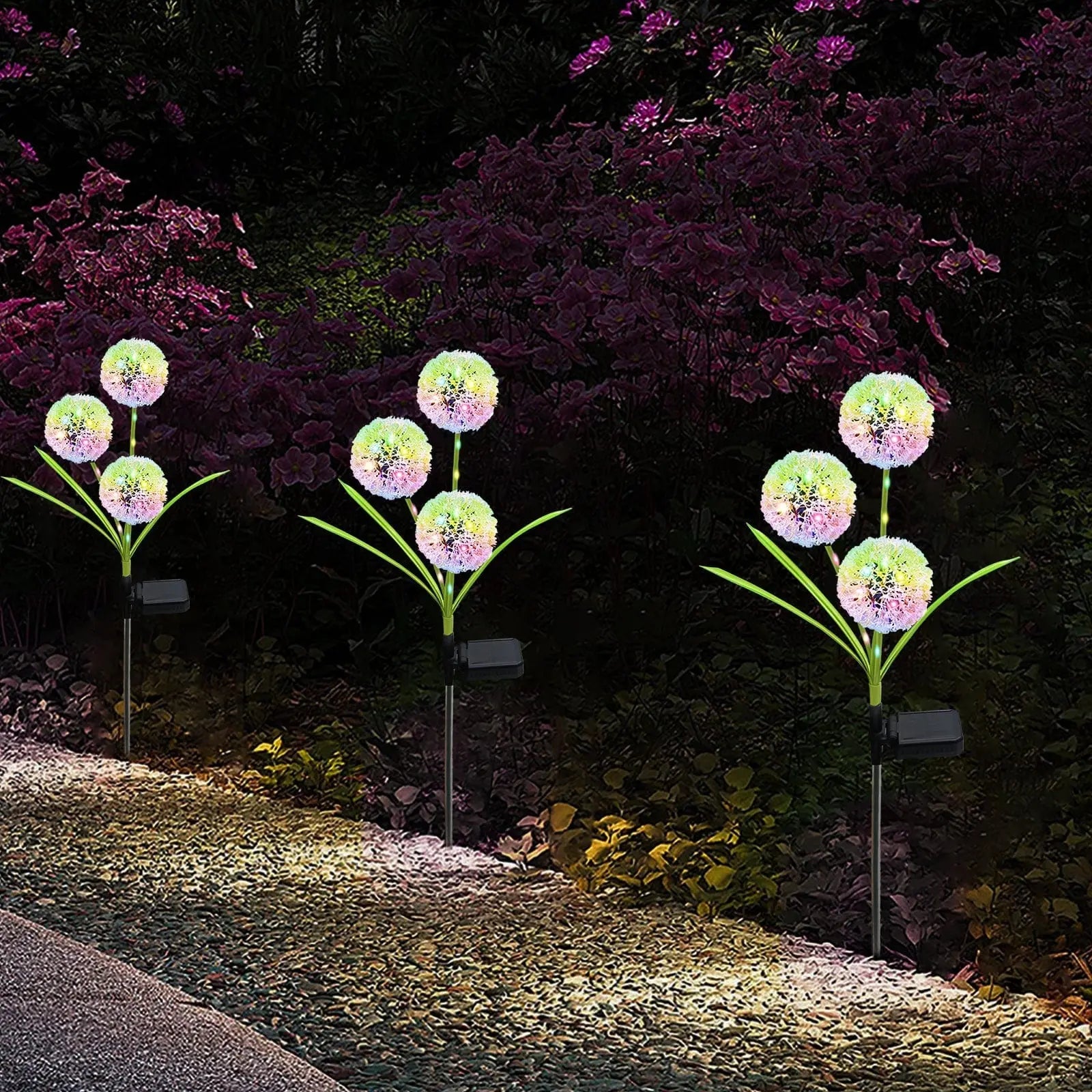 Solar Lights Outdoor Decorative 3 Heads Solar Dandelion Garden Lights - Sacodise shop