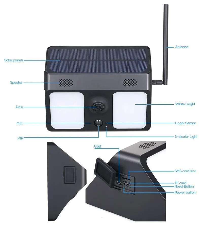 Solar Power Camera IP WiFi Wide-angle outdoor CCTV Security Yard Lamp - Sacodise shop