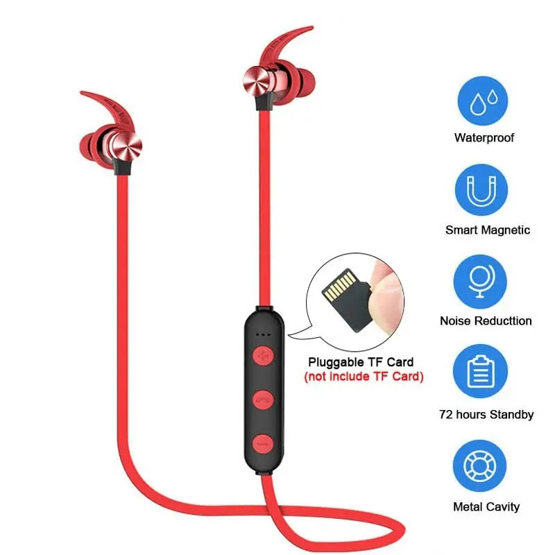 Sports Bluetooth Earphone Magnetic Wireless Headset Support TF - Sacodise shop