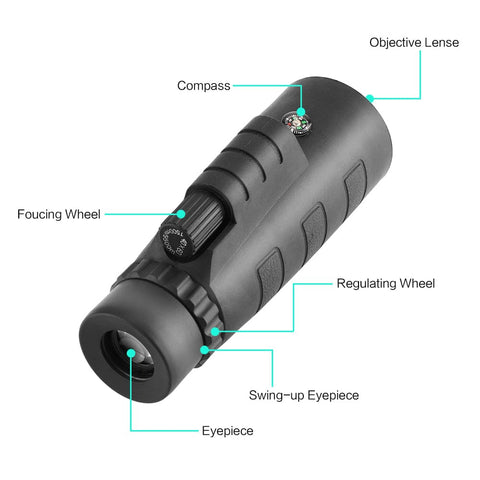 Teal Simba Sports & Outdoors 10X HD Optical Monocular Telescope with Phone Clip