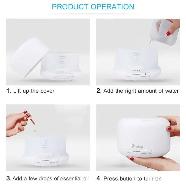 US Plug 500ML Color Cycling Aroma Diffuser with Remote Controller - Sacodise shop