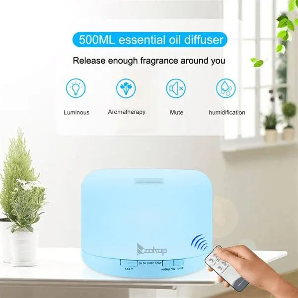 US Plug 500ML Color Cycling Aroma Diffuser with Remote Controller - Sacodise shop