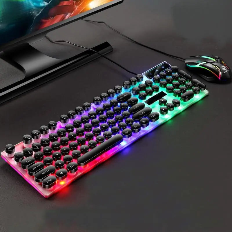 USB Wired Backlights Keyboard and Mouse Kit Illuminous Punk Style Keys - Sacodise shop