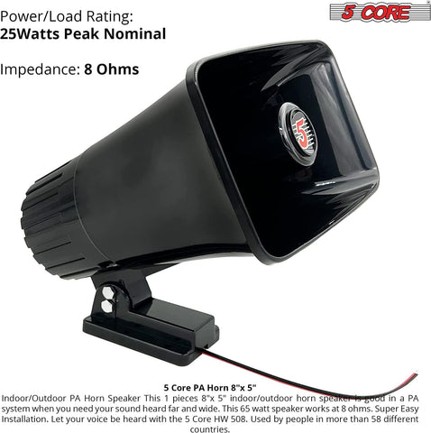 Violet Rose Audio & Video 5 Core 8" PA Power Horn Driver 65W 8 Ohm Siren Outdoor Indoor