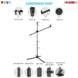 Violet Rose Audio & Video 5Core 360° Rotating Microphone Stand Dual Mic Clip Boom Arm Foldable
