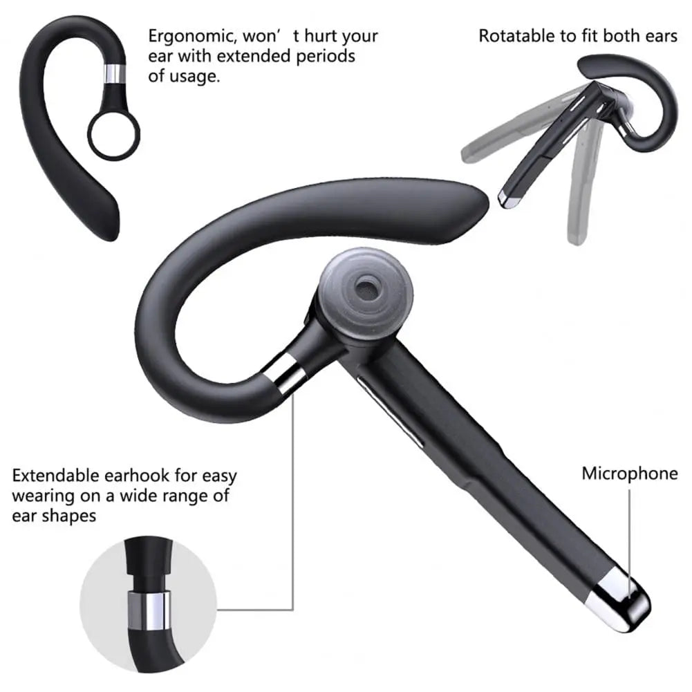 Wireless Bluetooth HiFi Headset Business Hook Earbuds - Sacodise shop