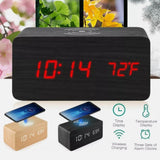 Wooden Digital Alarm Clock with Wireless Phone Charging Pad - Sacodise shop