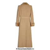 Wool Blend Faux Fur Trim Maxi Coat (2004-FUR) - Sacodise shop