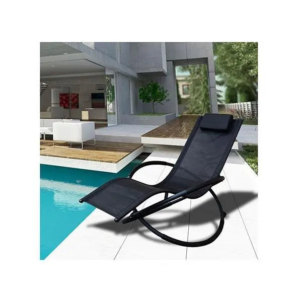 Zero Gravity Portable Foldable Rocking Chair Recliner Black - Sacodise shop