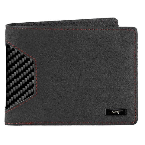 Green Angel Cases & Covers Alcantara & Real Carbon Fiber Bi-Fold Wallet (Red Stitching)