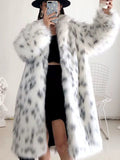 Lavender Coco Jackets & Coats Women Winter New Faux Fox Fur Coats Ladies Casual Snow Leopard Print