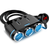 Lilac Milo Automotive Car Socket Splitter 3 Adapter 12V-24V Car Cigarette Lighter