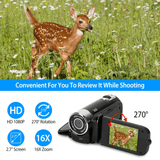 Lilac Milo Tech Accessories 2.7in 16X Zoom DV Camera HD 1080P Digital Video Camcorder