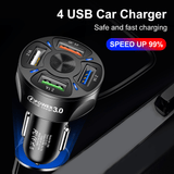 Lilac Milo Tech Accessories 4 USB Car Charger Fast 7A QC3.0 Quick Car Chargr Adapter