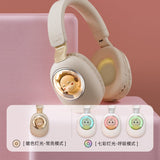 Lilac Milo Tech Accessories Flash Light Cute Cat Wireless Bluetooth Headphones with Mic