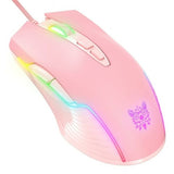 Maroon Asteria Mousepads Pink USB Wired Mouse 6-Gear Adjustable RGB Gaming Mouse